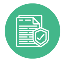 A shield with a checkmark in front of a document.